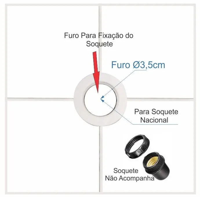 Cúpula em tecido quadrada abajur luminária cp-25/25x25cm algodão crú