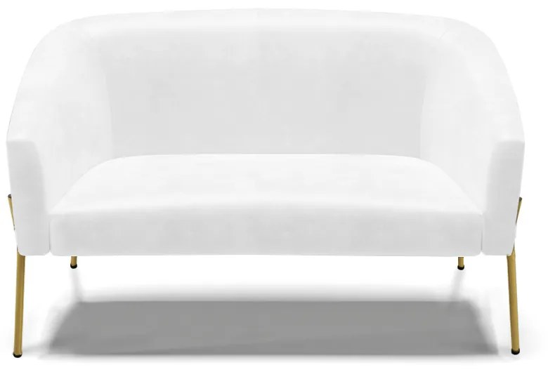 Sofá 2 Lugares Namoradeira Pé de Ferro Dourado Stella Sintético PU D03 - D'Rossi - Branco