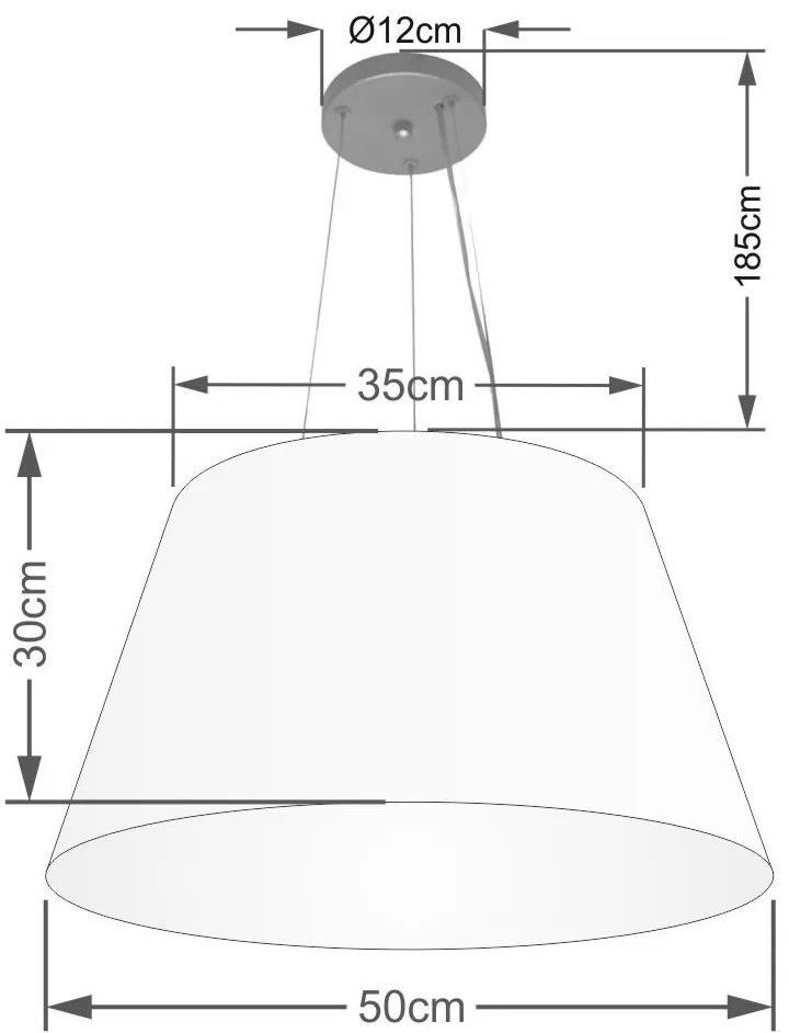 Lustre Pendente Cone Vivare Md-4141 Cúpula em Tecido 30/50x35cm - Bivolt