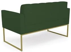 Sofá Namoradeira Base Industrial Dourado Ana Veludo Luxo Verde - Ibiza