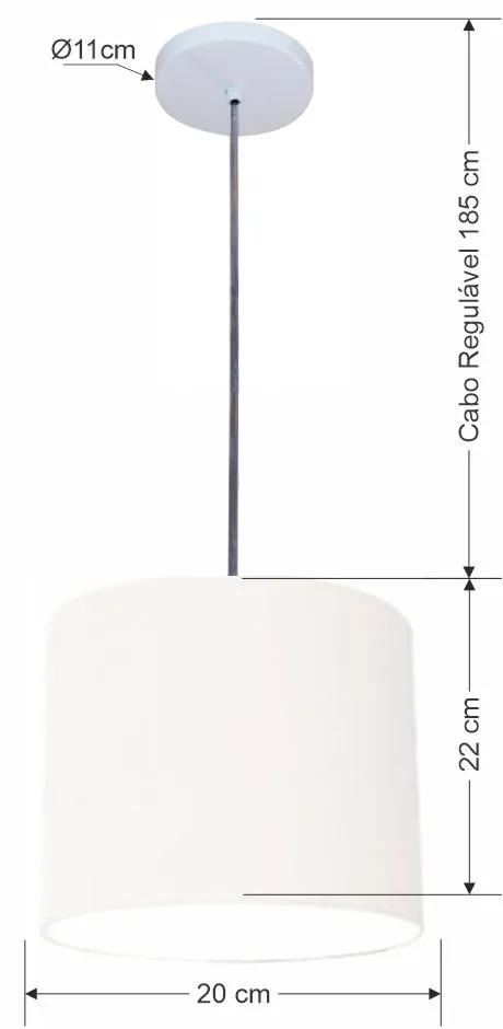 Luminária Pendente Vivare Free Lux Md-4105 Cúpula em Tecido - Branca - Canopla branca e fio transparente