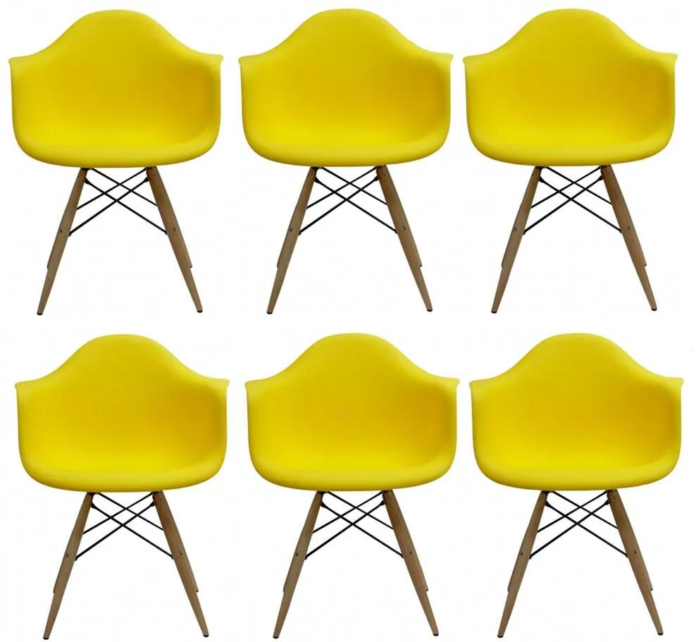 Conjunto 6 Cadeiras Eiffel Eames DAW Amarela