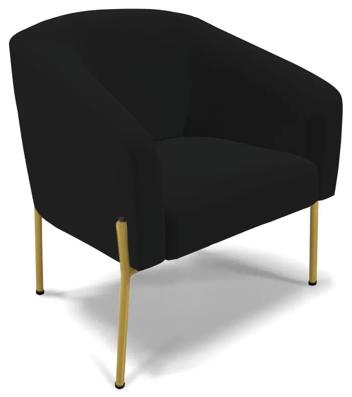 Poltrona Decorativa Pé de Ferro Dourado Stella Linho D03 - D'Rossi - A79 Preto