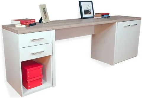 Conjunto de escritório com mesa, balcão e gaveteiro, DUO