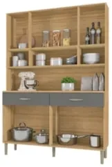 Armário de Cozinha Compacta 121cm Bruna Z06 Freijó/Gris - Mpozenato