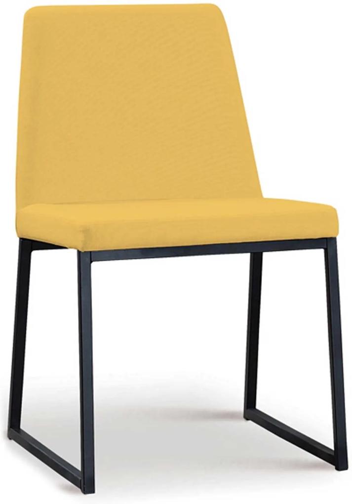 Cadeira Yanka Aço Preto Linho Amarelo Daf