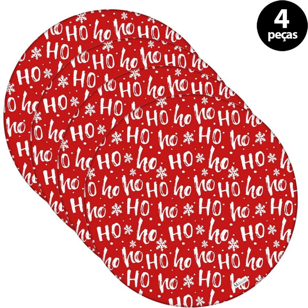 Capa para Sousplat Mdecore Natal Ho Ho Ho! Vermelho 4pçs