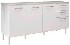 Balcão Gabinete Para Pia 160cm sem Tampo 3 Portas Fit Branco - Nicioli