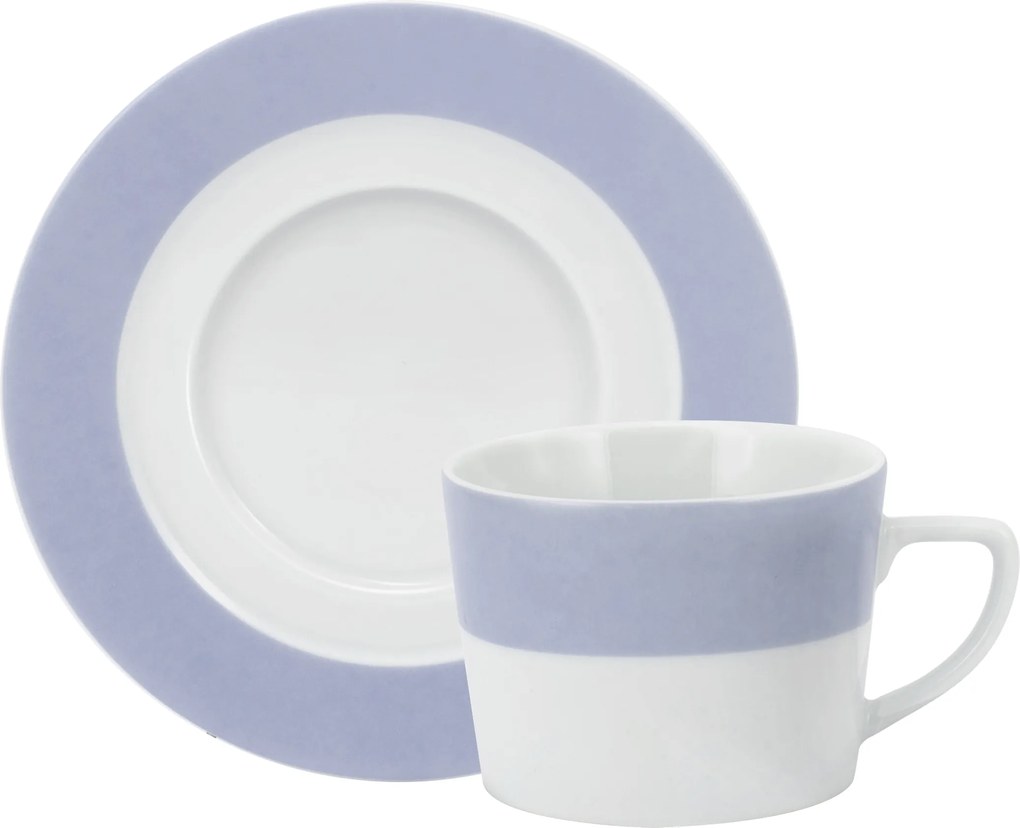 Xicara Chá c/ Pires Porcelana Schmidt - Dec. Matte Azul