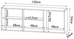 Armário Aéreo de Cozinha 150cm 3 Portas Argélia Branco/Preto - Lumil