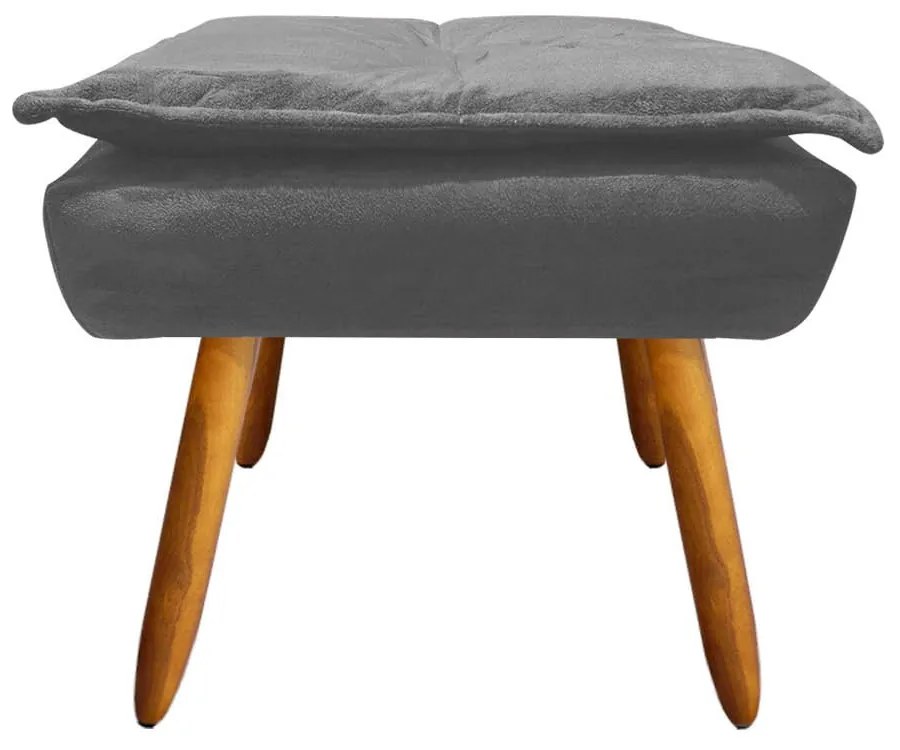 Puff Banqueta Decorativo Pé Palito Opala Suede Grafite D03 - D'Rossi