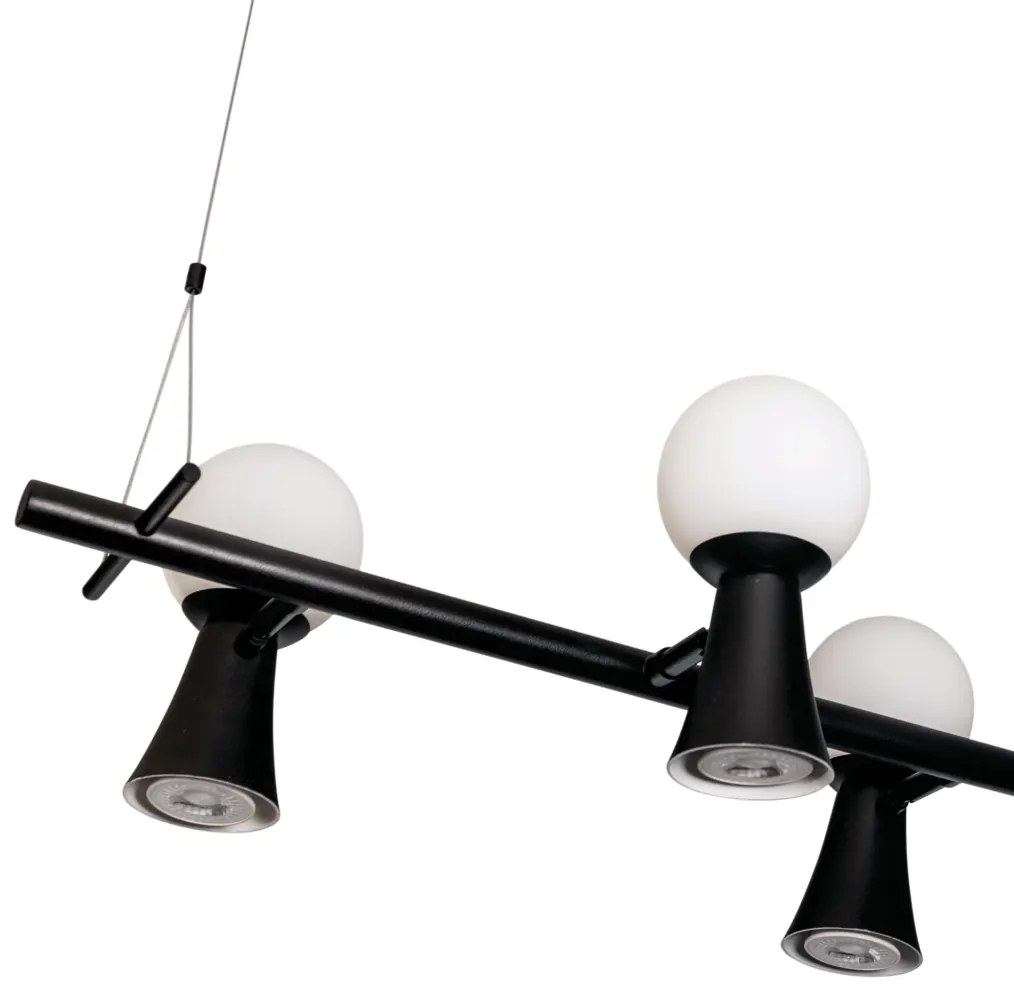 Pendente Dirham 78X32,4X18,6Cm 4Xg9 + 4Xmr16 Alumínio E Globo Ø10Cm |... (BT - Branco Texturizado, AMBAR)
