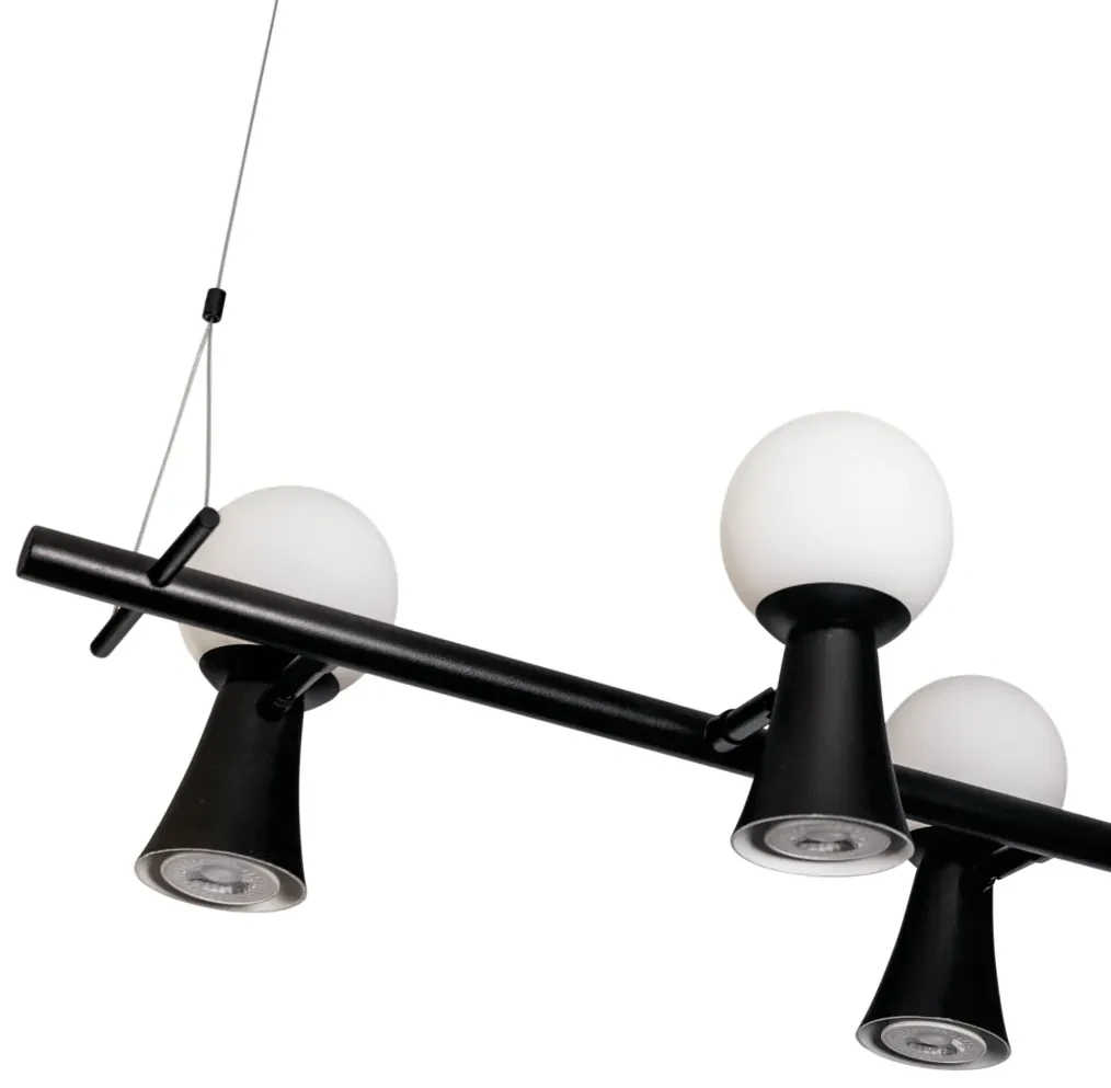 Pendente Dirham 78X32,4X18,6Cm 4Xg9 + 4Xmr16 Alumínio E Globo Ø10Cm |... (BT - Branco Texturizado, AMBAR)