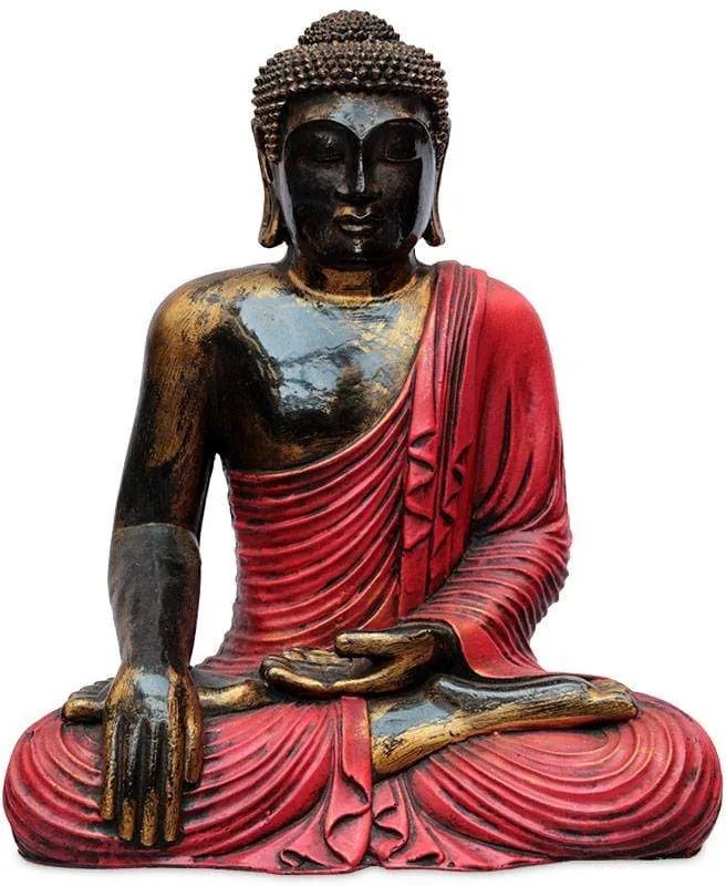 Estátua Buda Color Vermelho Pátina