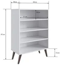 Estante Livreiro Pés Palito Retrô 60cm 3 Prateleiras EST110 Branco - C