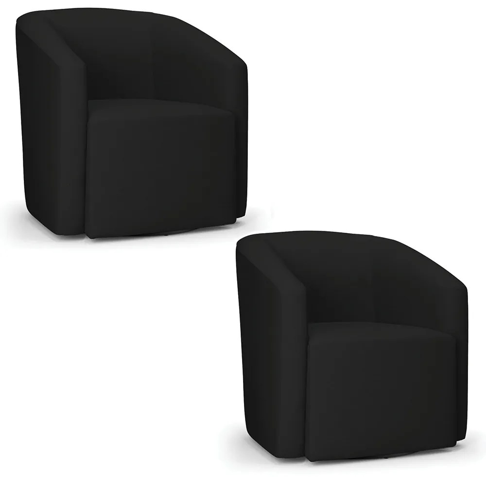 Poltrona Decorativa Base Giratória Kit 2 Stella Max Linho D03 - D'Rossi - A79 Preto