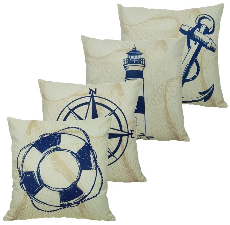 Almofada Marine Tons Amarelo com Azul 45x45cm