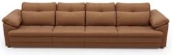 Sofá Retrátil 5 Lugares Para Sala 414cm Dijon Couro Mel S07 - Mpozenat
