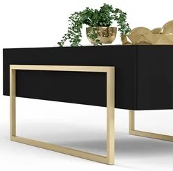 Mesa de Centro Espelhada para Sala de Estar Suri Preto Gloss - DJ Móve