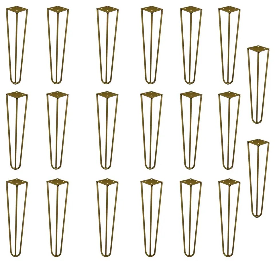 Kit 20 Pés de Metal 30 CM Hairpin Legs Mesa de Canto Rack e Puffs Dourado G41