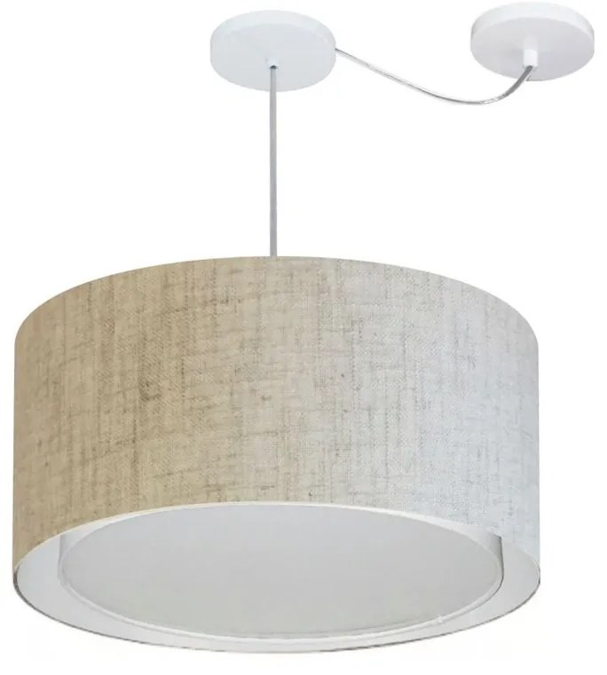 Lustre Pendente Cilíndrico Com Desvio de Centro Vivare Md-4314 Cúpula em Tecido 50x25cm - Bivolt