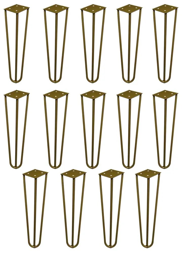 Kit 14 Pés de Metal 25 CM Hairpin Legs Rack e Puffs Dourado G41