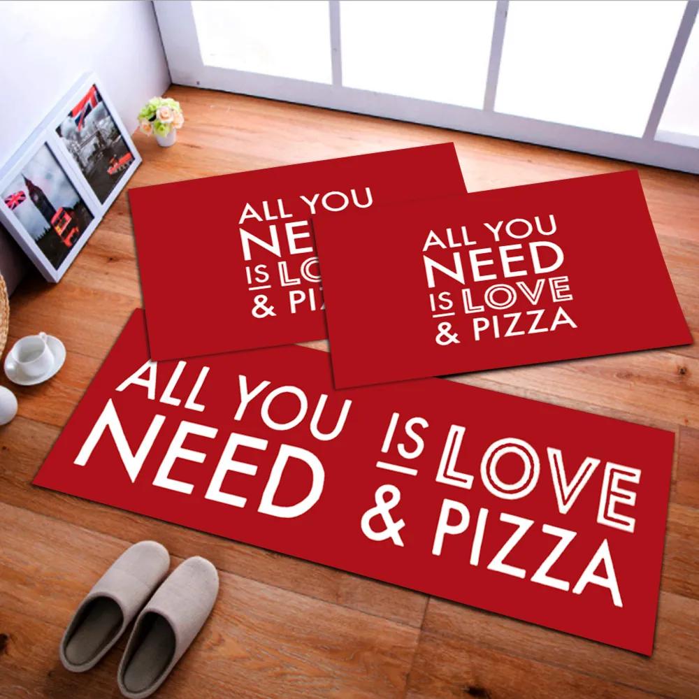 Jogo de Tapete de Cozinha, Love Pizza - 3 Pças