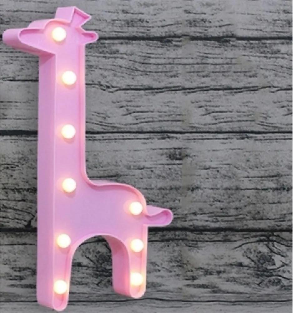 Luminária LED girafa rosa