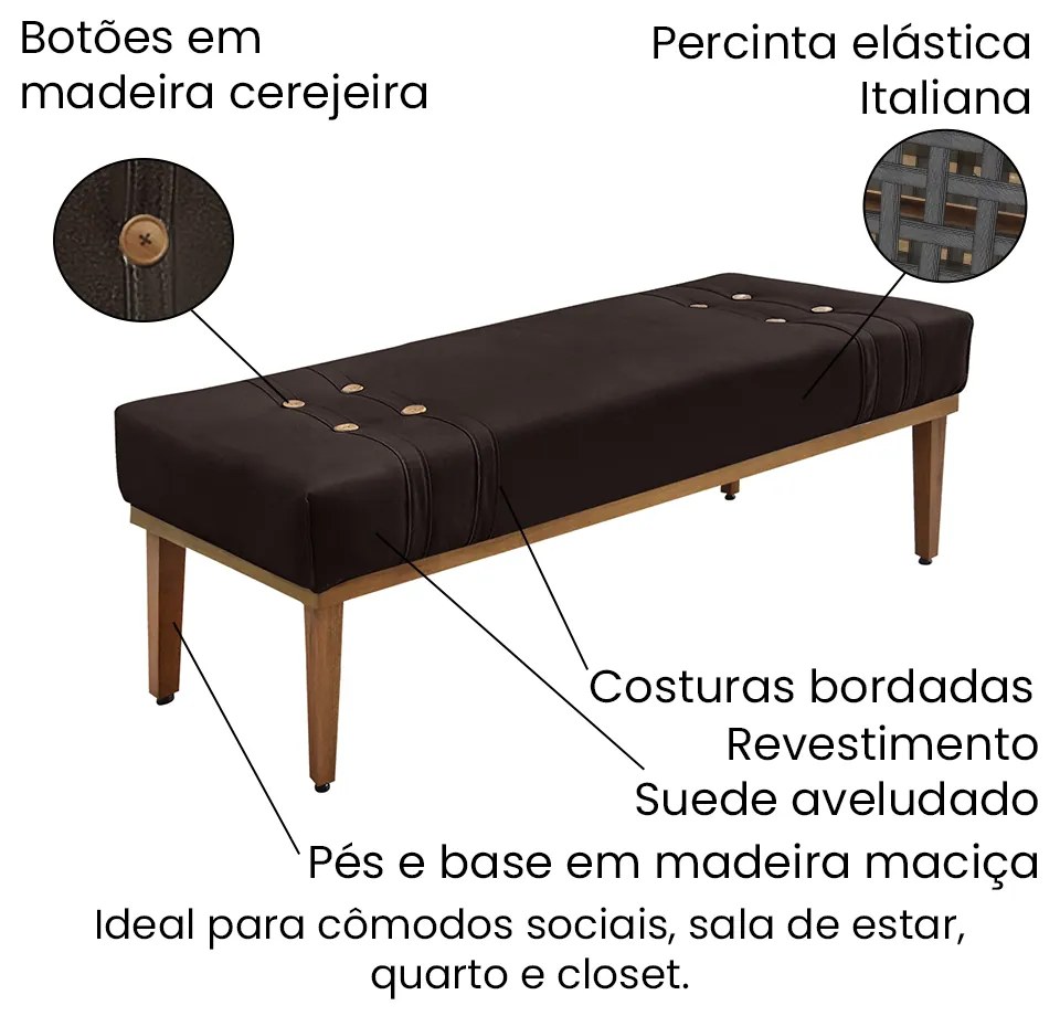 Cabeceira Cama Box Casal 140cm e Recamier Gênova Suede Café S04 - D'Rossi