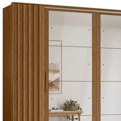 Guarda Roupa Casal 4 Portas 8 Espelhos Jacarandá Flex Jatobá/Fendi - A