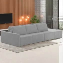 Sofá Ilha Modular com Puff para Sala Living 342cm Georgia Z08 Veludo C