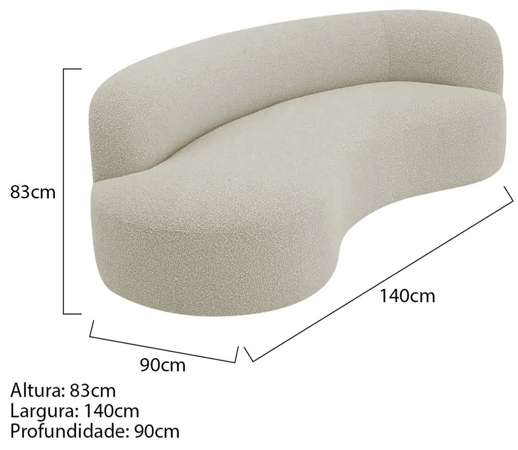 Divã Recamier Orgânico Tokyo 140cm Lado Esquerdo Linho - ADJ Decor