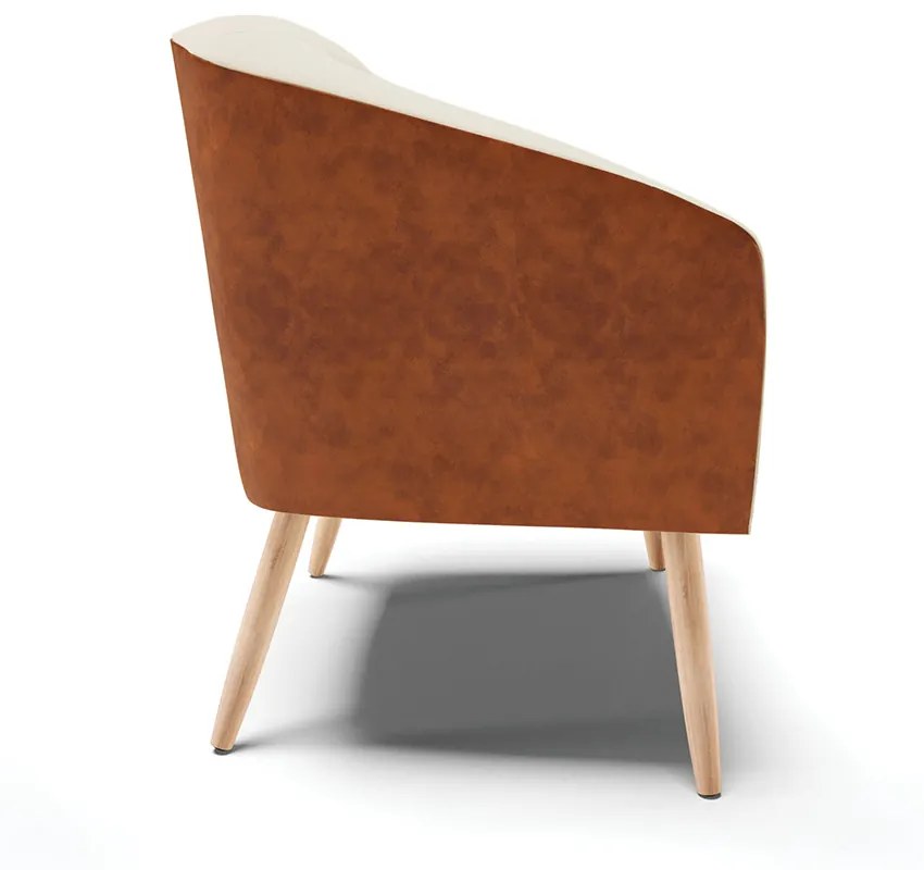 Poltrona Decorativa Pé Palito Natural Stella Nozes/Linho Bege D03 - D'Rossi