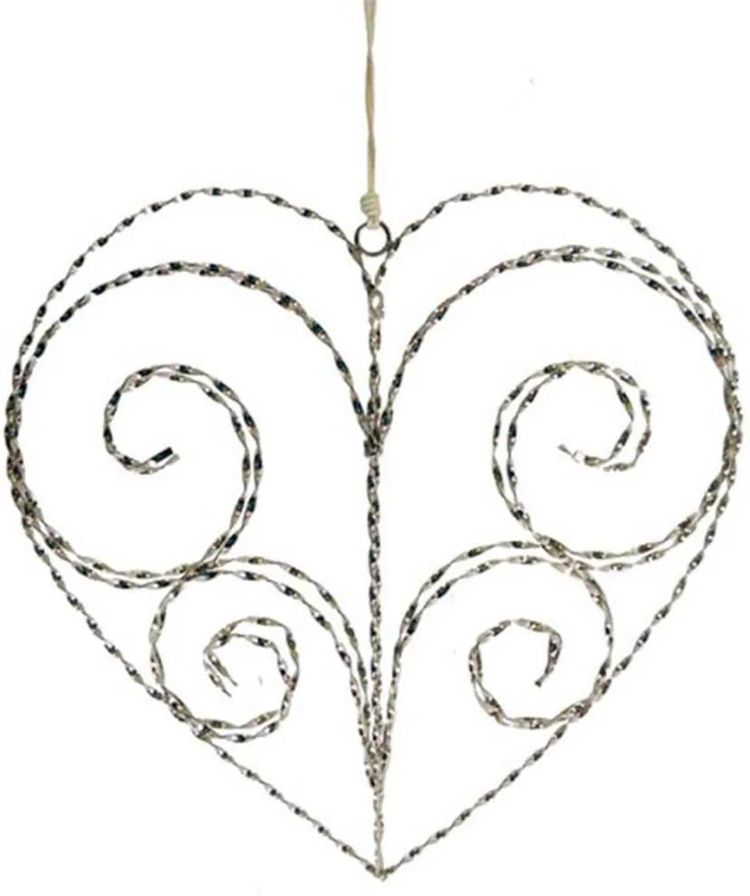 Adorno Decorativo Coração Aramado em Metal - 57x22 cm