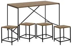 Mesa Para Área Gourmet e 4 Banquetas Baixas Steel Quadra Vermont Base