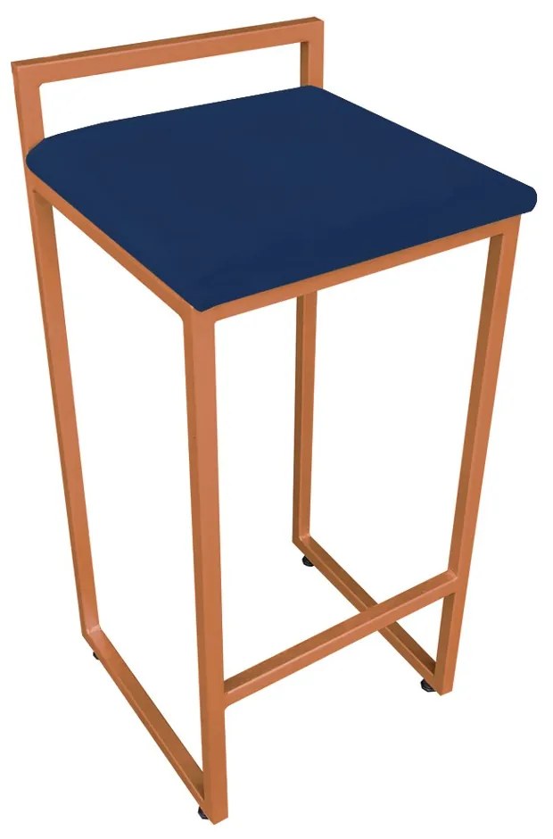 Banqueta Pietra Suede Azul Marinho Base Cobre D'Rossi