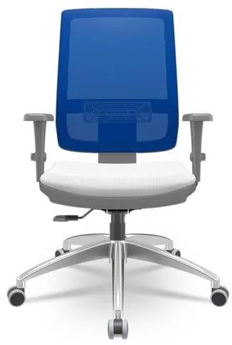 Cadeira Brizza Diretor Grafite Tela Azul Assento Aero Branco Base RelaxPlax Alumínio - 65945 Sun House