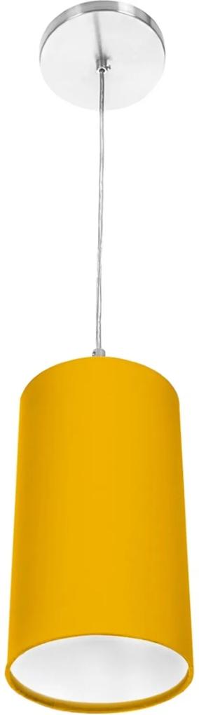 Lustre Pendente Cilindrica De Cupula 14x25cm Amarelo