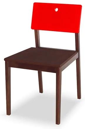 Cadeira Elgin em Madeira Maciça - Imbuia/Vermelho