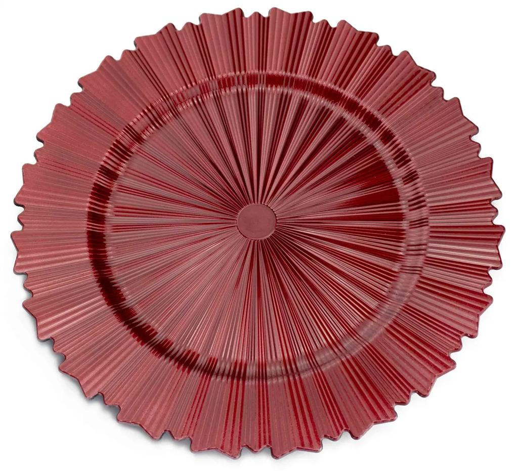 Sousplat de Plástico Vermelho com Relevo e Lateral em Recortes 33cm -  D'Rossi