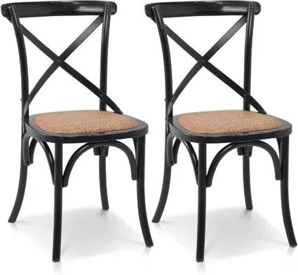 Conjunto de 2 Cadeiras Buffalo em Madeira Maciça - Preta