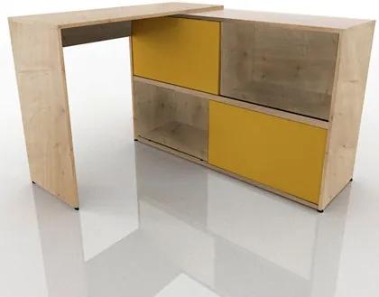 Mesa Para Computador Escrivaninha 2 Portas Olimpo Natura/Amarelo - Fit Mobel