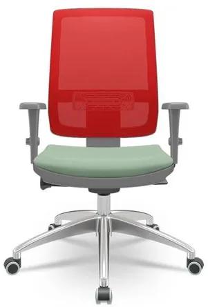 Cadeira Brizza Diretor Grafite Tela Vermelha com Assento Vinil Verde Base Autocompensador Aluminio - 65799 Sun House