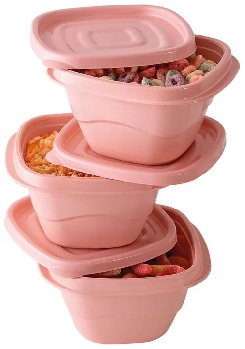 Kit Potes Quadrados Organizadores Salmão 3 Peças