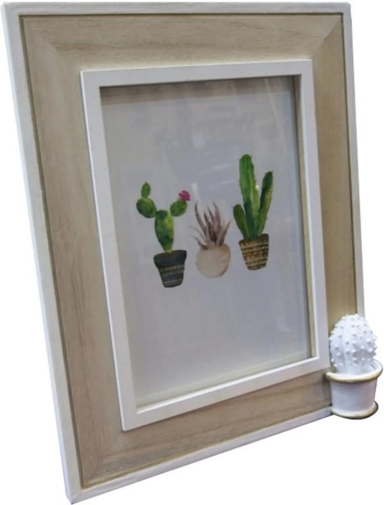 Porta Retrato Branco e Bege para 1 Foto Cactus Spines Urban Home