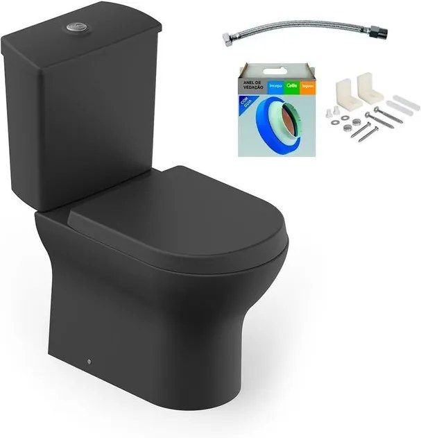 Kit Bacia com Caixa Acoplada e Assento Nexo Onix + Conjunto de Fixação Flexível e Anel de Vedação - Roca - Roca