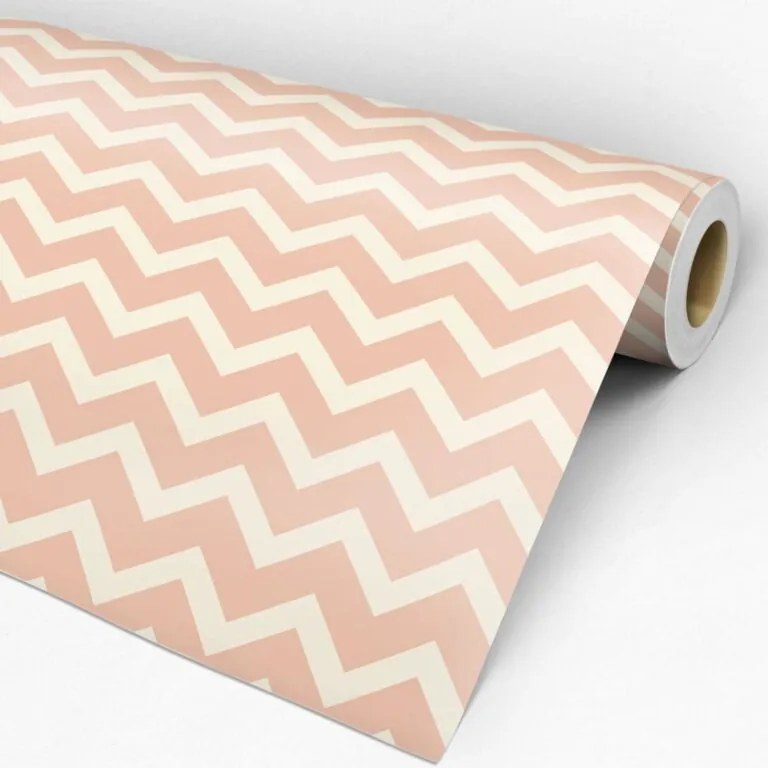 Papel de parede adesivo Chevron nude e creme