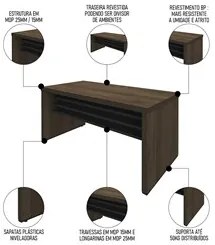 Mesa para Escritório 160cm e Gaveteiro com Rodízios Corp A06 Charuto/P