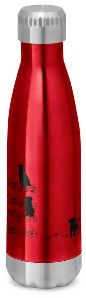 Garrafa Térmica Inox Brilhante 510 ml Cachorro Musical Preto - Vermelho