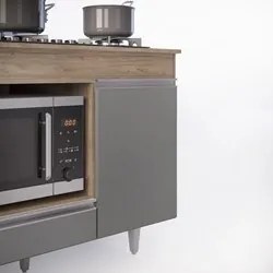 Balcão Multiuso para Cooktop 4 Bocas Georgia Castanho/Cinza - Lumil Mó